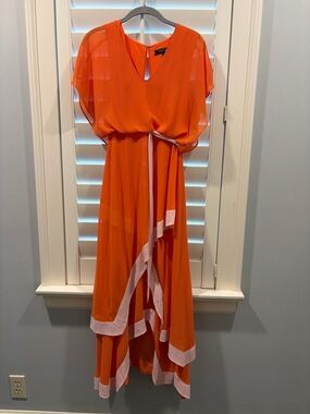 BCBGMaxAzria Orange Maxi Dress with White Trim